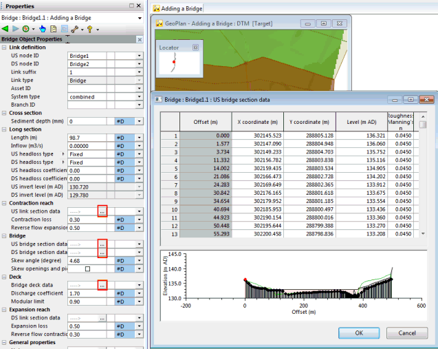 Viewing bridge data in the software