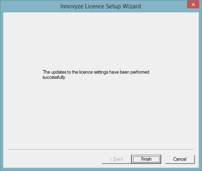 Licence Setup Wizard - Finish page