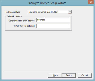 Licence Setup Wizard - Test Dongle page