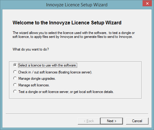 Licence Setup Wizard - Welcome page