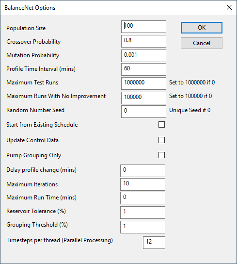 BalanceNet Options dialog