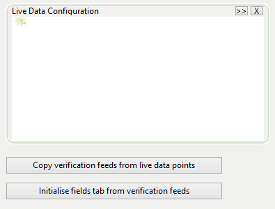 Live Data Options page of the Baseline property sheet