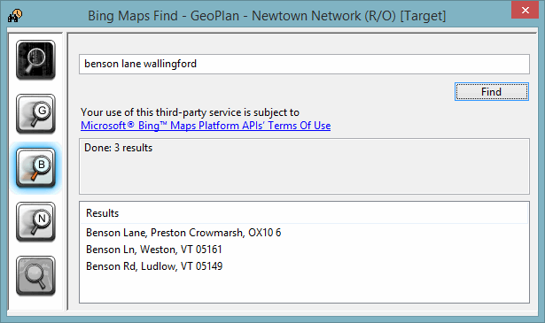 Bing Maps Find page