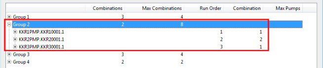 Example of pump grouping