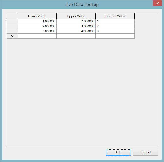 Live Data Lookup Editor for range lookup