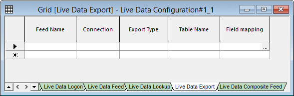 Live Data Export tab