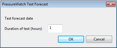 PressureWatch Test Forecast dialog