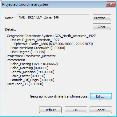 Choose Projection Dialog