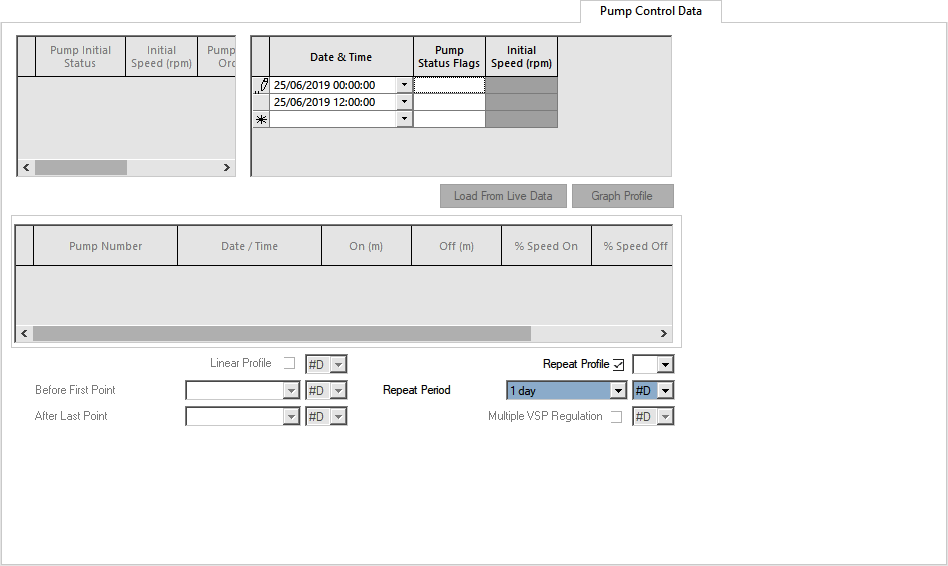 Pump Control Data page for Turb mode