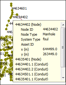 Example of tool tips when several objects are hovered