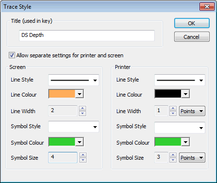 Trace Style Dialog