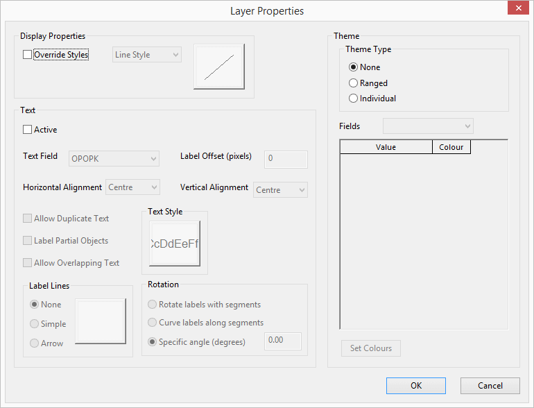 Layer Properties dialog