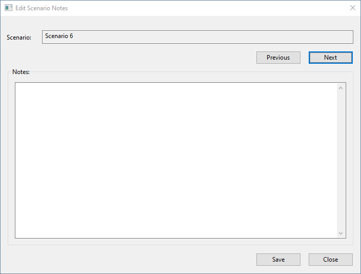 Edit Scenario Notes dialog