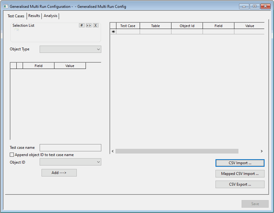 Generalised Multi Run Configuration dialog