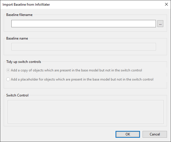 Import Baseline From InfoWater dialog