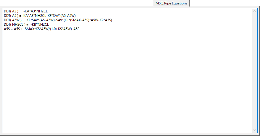 MSQ Pipe Equations tab