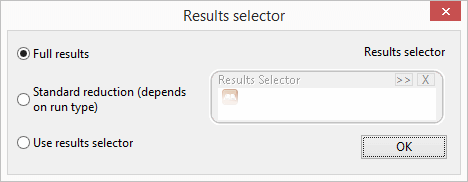 Results Selector dialog