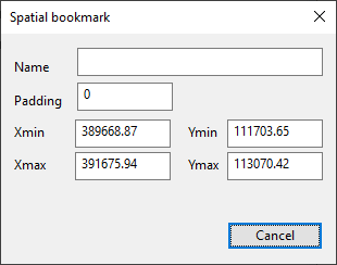 Spacial Bookmark dialog