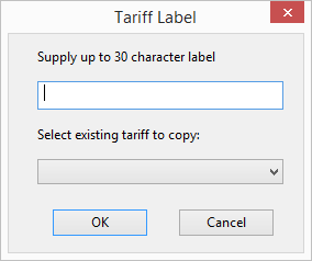 Tariff Label dialog