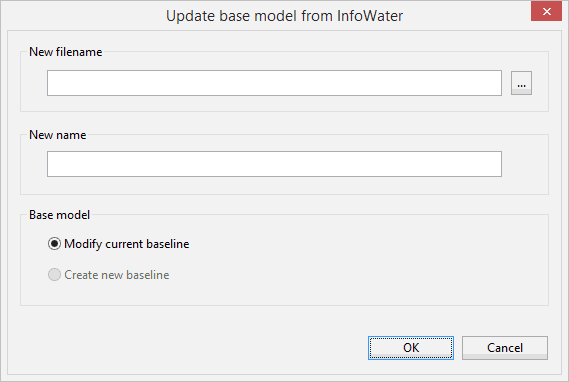 Update Base Model From InfoWater dialog