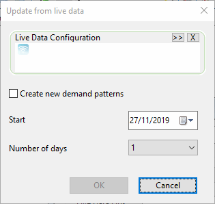 Update From Live Data dialog