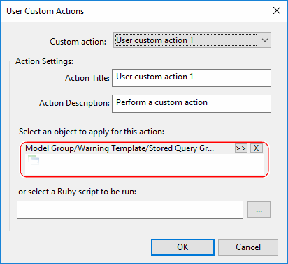 User Custom Actions dialog