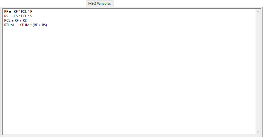 MSQ Variables tab