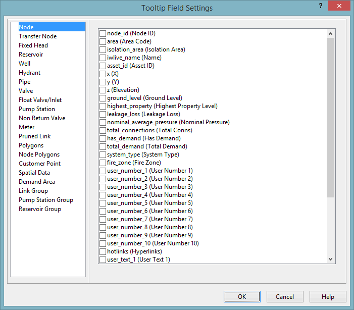 Tooltip field settings