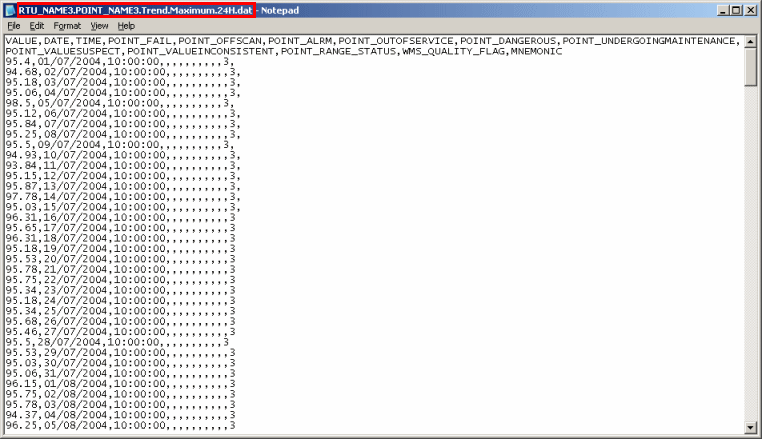 Time Series dat file