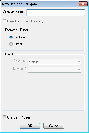 New Demand Category dialog
