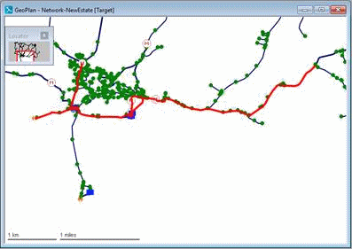 Objects selected in the GeoPlan following the running of the SQL query