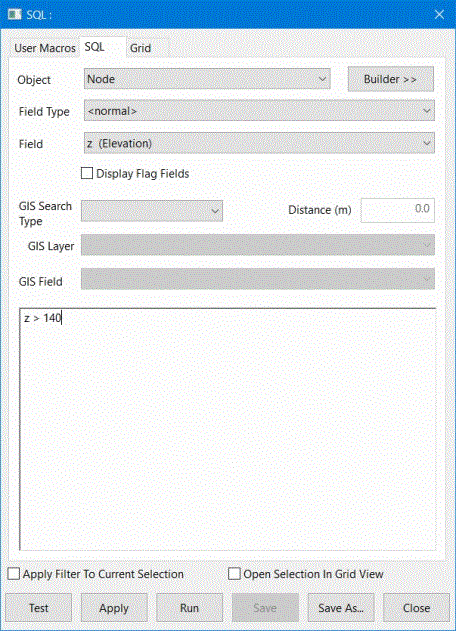 Example of WS SQL query for elevation