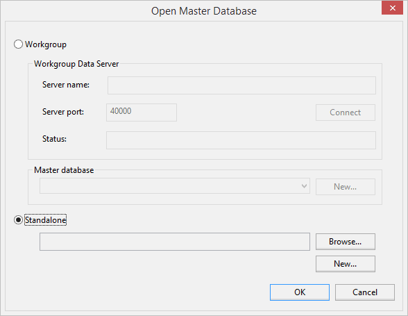 Open Master Database dialog