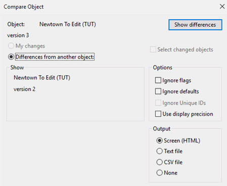 Network compare object