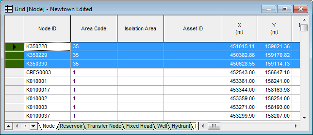 Nodes Grid with Selection grouped at the top of the grid