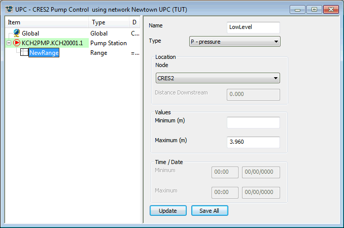 Specifying the range